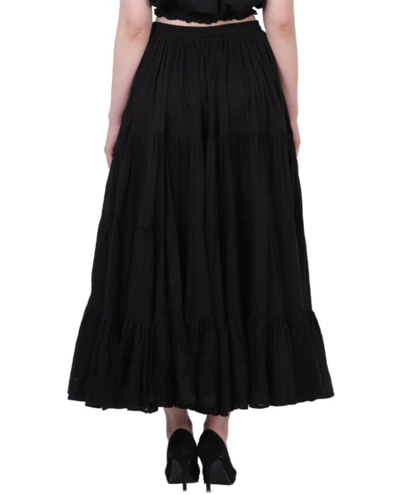 WevezÂ® Women's Plus Size Gypsy 25 Yard Long Flowy Solid Color Renaissance fair Skirt (Black) - Image 3